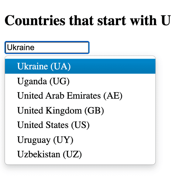Arrow down to choose suggestion